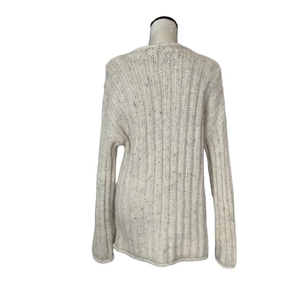Limited Sz L Handknit Fisherman Chunky Cable Knit Sweater Angora Wool Blend - Picture 5 of 6